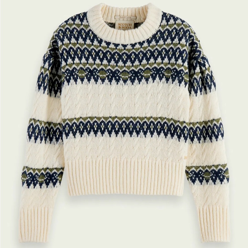 Scotch & Soda Women's Sweater - Cream, Blue, and Green